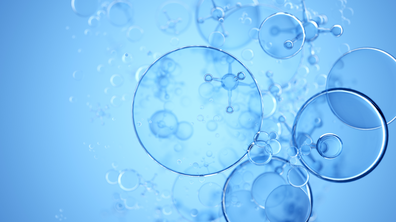 Structure nano moléculaire abstraite. Sphères 3D d’eau 