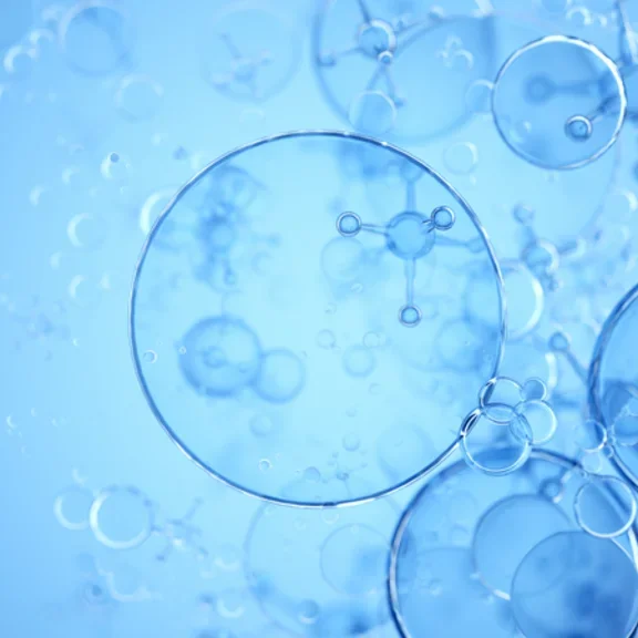 Structure nano moléculaire abstraite. Sphères 3D d’eau 